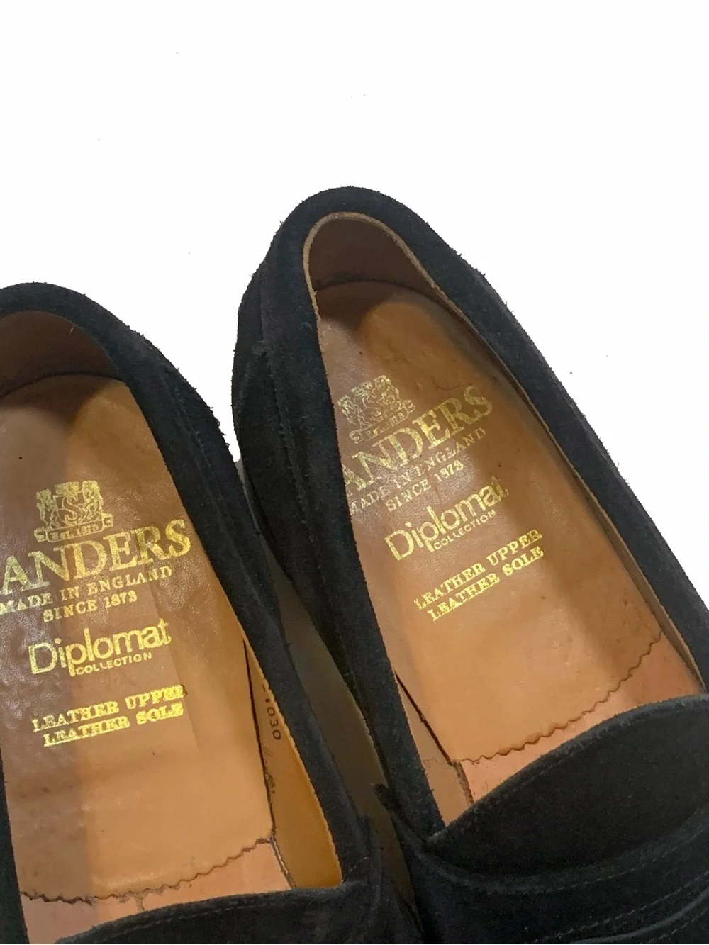 8.5 / Sanders Men’s Black Suede Penny Loafers Madrid | Mens Buttseam Penny Loafer | Leather Sole main image 4